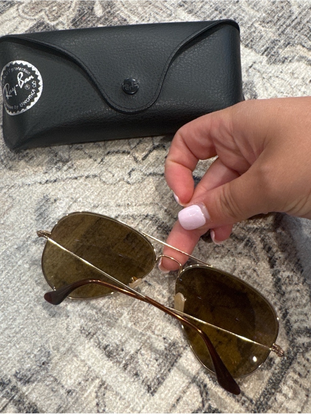 Ray-Ban Gold Frame Sunglasses with Brown Gradient Lenses - Picture 2 of 4